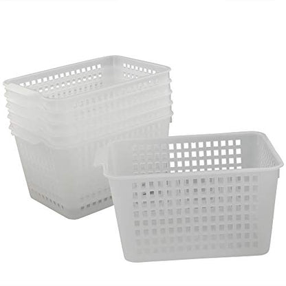 Clear Plastic Storage Bins/Basket Organizer, 6-Pack | Pantry Organizers and Storage, Multi-Use Organizer Binsfor Home Bathroom Kitchen