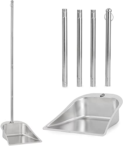 Heavy Duty Dustpan with Long Handle, VOOWO 43" Stainless Steel Dust Pan Standing Upright Dustpan, Indoor Outdoor Dust Pan with Handle for Kitchen and Home, Shop, Lobby and Office - color: Dustpan Only