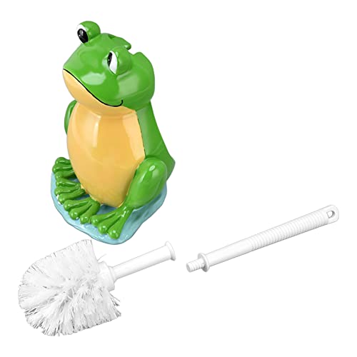 Toilet Brush with Ventilated Drying Holder,Flexible Toilet Bowl Brush Head with Silicone Bristles,Frog Shaped Toilet Brush, Compact Size Toilet Brush with Holder for Storage and Organization