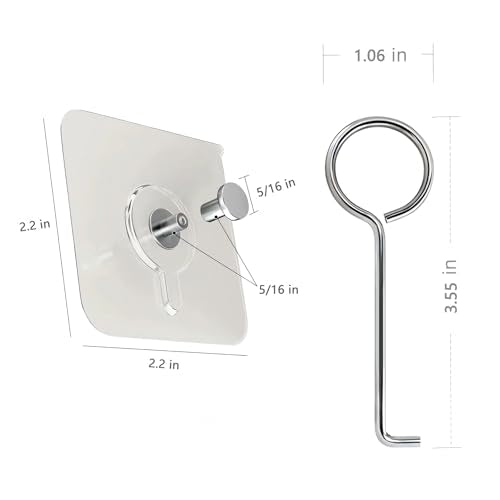 Bathtub Drain & Shower Drain, Tub Drain Wrench Extractor, Drain Plug Removal Tool with Lifting Hooks for Linear Shower Drain Pan, Drain Cleaner, Adhesive Hook 4Pcs