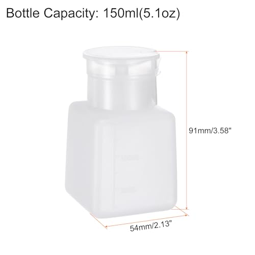 2pcs Solvent Alcohol Dispenser 150ml(5.1oz) Press Type ESD Safe Anti-Splash Liquid Dispenser Pump with Sealing plastic Lid for Alcohol, Nail Polish & Makeup Remover, White