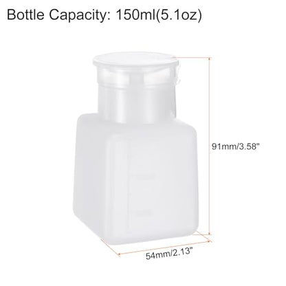 2pcs Solvent Alcohol Dispenser 150ml(5.1oz) Press Type ESD Safe Anti-Splash Liquid Dispenser Pump with Sealing plastic Lid for Alcohol, Nail Polish & Makeup Remover, White