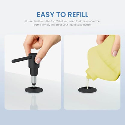KIBI Kitchen Sink Soap Dispenser | 8.5 oz Countertop Refillable Bottle | Easy Top Refill Pump | Durable Brass Build with Rust-Resistant Finish | Perfect for Kitchen, Bar, Laundry (Matte Black) - color: Matte Black