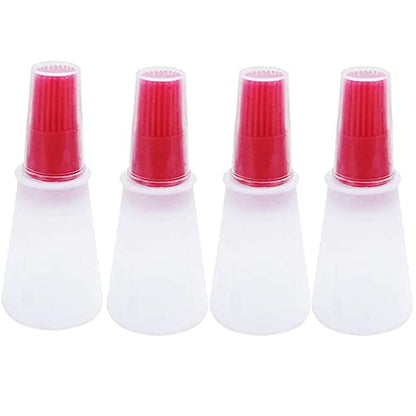 Silicone Oil bottle brush，BBQ/Pastry Basting Brushes,Silicone Cooking Grill Barbecue Baking Pastry Oil/Honey/Sauce Bottle Brush (4 PCS,red) - color: 4 PCS,red