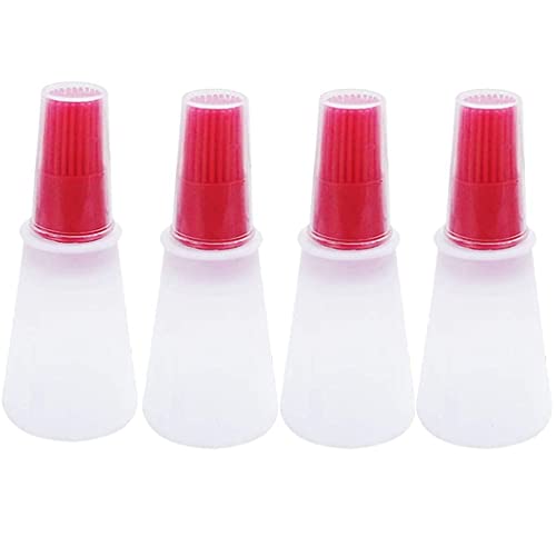 Silicone Oil bottle brush，BBQ/Pastry Basting Brushes,Silicone Cooking Grill Barbecue Baking Pastry Oil/Honey/Sauce Bottle Brush (4 PCS,red) - color: 4 PCS,red