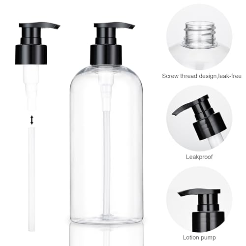 Plastic Pump Bottles Dispenser 2 Pack 10oz Clear Refillable Pump Bottle | Empty Pump Bottle with Dispenser Shampoo Conditioner for Shampoo, Liquid Soap, Massage Oil - size: 10oz