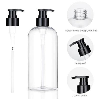 Plastic Pump Bottles Dispenser 2 Pack 10oz Clear Refillable Pump Bottle | Empty Pump Bottle with Dispenser Shampoo Conditioner for Shampoo, Liquid Soap, Massage Oil - size: 10oz