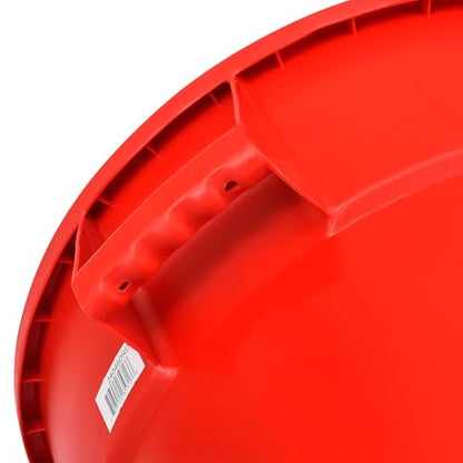 Global Industrial Commercial Round Trash Can, 32 Gallon Capacity, Plastic Garbage Can, Indoor and Outdoor Utility Trash Can, Red, 21-3/4"W x 27-1/2"H, No Lid - color: Red