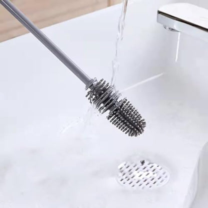 Silicone Bottle Brush 3pcs, Long Handle Bottle Cleaner, 13" Bottle Cleaning Brush for Flasks, Vacuum Sports Bottles, Vases and Glassware (Grey)
