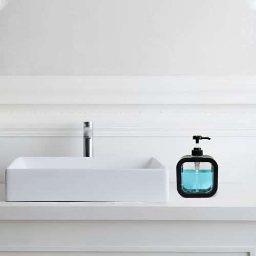 Hand Soap Dispenser for Bathroom, Modern Dish Soap Dispenser for Kitchen Sink, Liquid Soap Container with Pump, Clear Plastic Soap Pump Bottles (2 Packs,17oz, Black) - color: Black 500ml