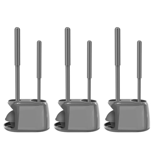 SetSail Toilet Brush and Plunger Set, 3 Pack Toilet Plungers for Bathroom with Holder Heavy Duty Toilet Bowl Brush and Holder Hidden for Deeply Cleaning - Gray - color: Gray, size: 3 packs