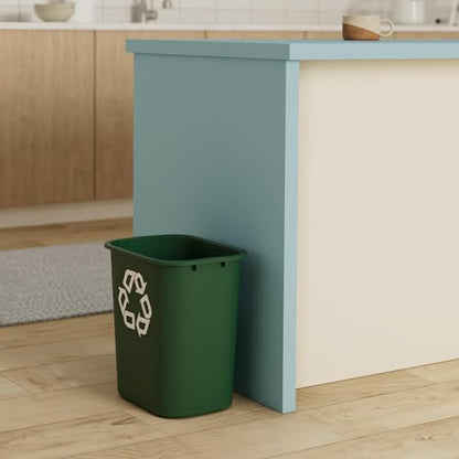 Rubbermaid Commercial Products Resin Deskside Recycling Can, 7-Gallon, Green Recycling Symbol, Plastic, for Bedroom/Bathroom/Office, Fits Under Desk/Sink/Cabinet - color: Green, size: 7 Gallons