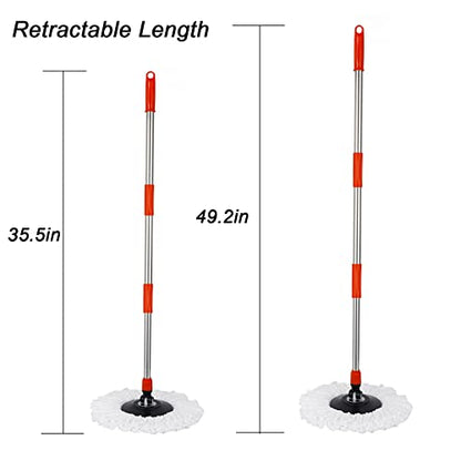 Spin Mop Pole Handle Replacement, Home Floor 360 Degrees Rotating Telescopic Replacement Handle Cleaning Tool Accessories Enhanced Thickened Version for Cleaning Home Office (Black) - color: Black