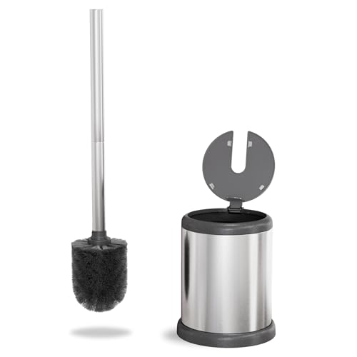 ToiletTree Products Deluxe Toilet Brush with Lid 3 Pack - style: Stainess Steel 3 Pack