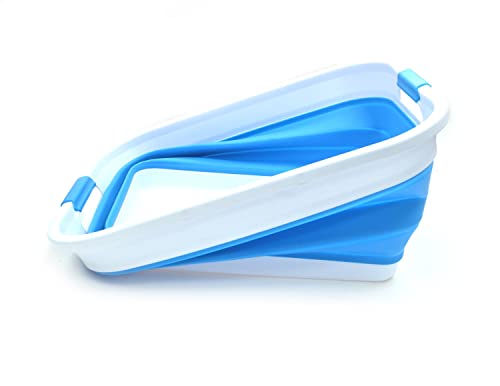 SAMMART 41L (10.8 gallon) Collapsible Plastic Laundry Basket - Foldable Pop Up Storage Container/Organizer - Portable Washing Tub - Space Saving Hamper/Basket (Rectangular, Sky Blue) - color: Sky Blue