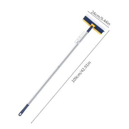 Generic Grout Scrub Brush with 42"" Long Handle Double-Sided Floor Scrub Brush V-Shape Grout Cleaner with Squeegee 180° Rotating for Tile Floors, Baseboards, Wall, Navy - color: Navy