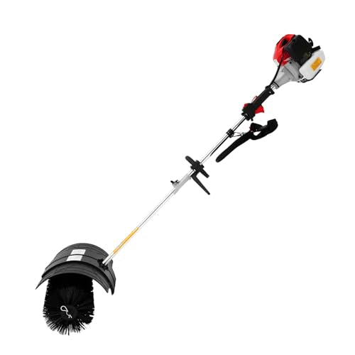 2-Stroke 1700W Gas Power Snow Sweeping Broom,52cc Handheld Sweeper,Single Cylinder Walk Behind Handheld Sweeper,Cleaning Driveway Turf Lawns Power Brush Lawn Sweeper Cleaner Tools