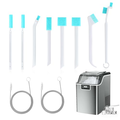 XANGNIER Ice Machine Cleaner Brush Kits,Countertop Ice Maker Cleaning Tools Accessories-2 Pcs Extra Long Pipe Drain Cleaners Brush and 8 Pcs Small Crevice Cleaning Brush for Tight Spaces - color: Multicolor