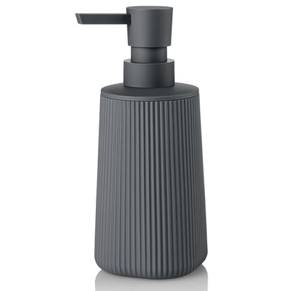 Small Soap Dispenser for Bathroom and Kitchen, Modern Farmhouse Striped Style Plastic Hand Soap Dish Soap Dispenser with Pump Matte Dark Gray - color: Charcoal Gray