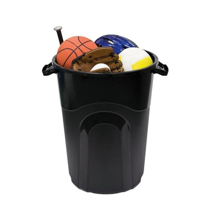 32 Gallon Heavy Duty Plastic Garbage Can with Click Lock Lid, 64 lbs Capacity, Indoor/Outdoor Use, Black