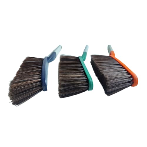 Soft Bristle Bed Sheets Sweeping Cleaning Brush with Long Hand, 15" Plastic Hand Broom Counter Duster for Crumb Debris Desk Quilt Sofa Furniture Car Clothes Hair Remover (3 Pack)