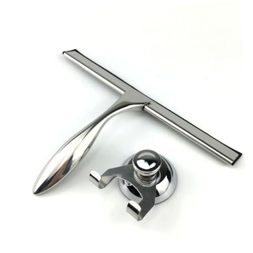Stainless Steel Glass Squeegee with Suction Cup for Shower Doors and Windows Rust-Resistant Scraper for Bathroom Tiles and Mirrors Heat and Cold Resistant Window Cleaning Tool