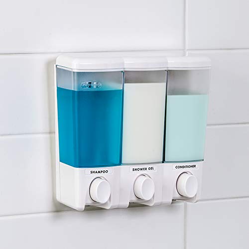 Better Living Products 72350 Clear Choice 3-Chamber Shower Dispenser, White (Pack of 6) - color: White, size: Three Chamber (Pack of 6)