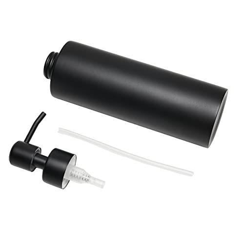 Soap Dispenser, Matte Black with Funnel and Non-Slip Coaster 304 Stainless Steel Metal Pump Hand Sanitizer Bottle for Bathroom, and Kitchen (12oz/350ml)