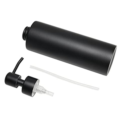 Soap Dispenser, Matte Black with Funnel and Non-Slip Coaster 304 Stainless Steel Metal Pump Hand Sanitizer Bottle for Bathroom, and Kitchen (12oz/350ml)