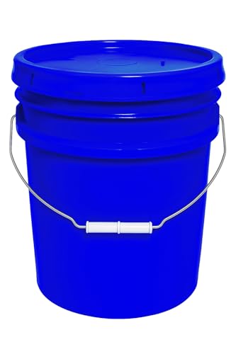 MKS Plastics 5-Gallon Bucket with Airtight Lid – Made in USA, Food Grade BPA Free Plastic, Heavy Duty Multi-Use, Metal Handle with Grip, Stackable Storage – Blue, 1 Pack - color: Blue, size: 1
