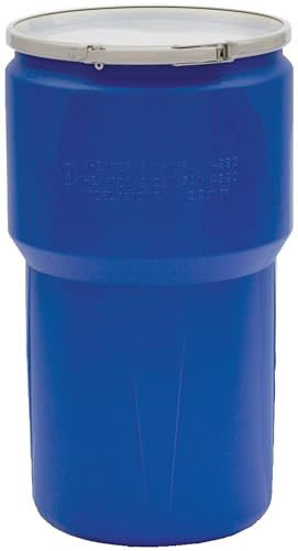 Eagle 14 Gallon Plastic Drum with Lid, Metal Lever-Lock, 26.5"x15", Open Head Lab Pack Drum Made of Durable, Lightweight HDPE, Withstands Weather and Chemicals, Made in USA, Blue, 1610MB - color: Blue, size: 14 Gallon, style: Metal Lever-Lock