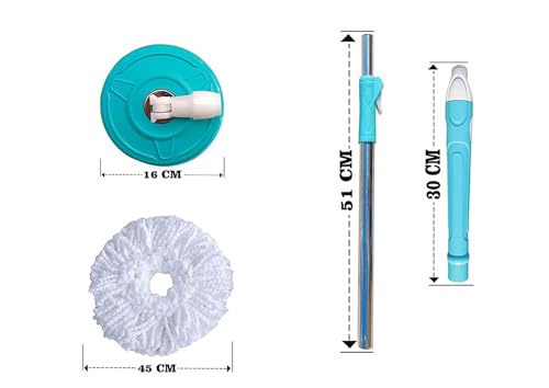 (2 Sink Wiper Free) Spin Mop with Telescopic Handle and Replacement Head, Blue Mop Stick for Floor Cleaning Without Bucket Spin Mop with Microfiber