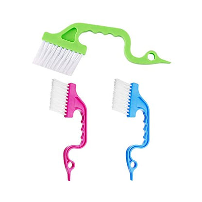 3Pcs Hand-held Groove Gap Cleaning Tools Door Window Track Kitchen Cleaning Brushes, for Window Air Conditioning Kitchen Cleaning （Random Color）