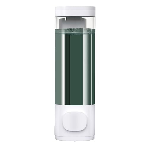 White Manual Bathroom Wall Mounted Soap Dispenser, 10oz/300ml Single Bathroom Shampoo and Conditioner Dispenser, Clear Plastic Refillable Liquid Lotion Pump Dispenser and Organizer - color: White