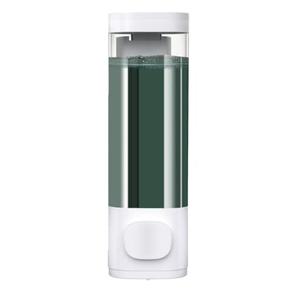 White Manual Bathroom Wall Mounted Soap Dispenser, 10oz/300ml Single Bathroom Shampoo and Conditioner Dispenser, Clear Plastic Refillable Liquid Lotion Pump Dispenser and Organizer - color: White