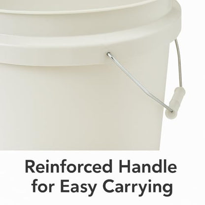 2-Gallon Plastic Utility Bucket with Comfort Grip Handle (2-Pack) – Durable Round Cleaning and Storage Pails for Home, Garage, Garden, or Commercial Use – White