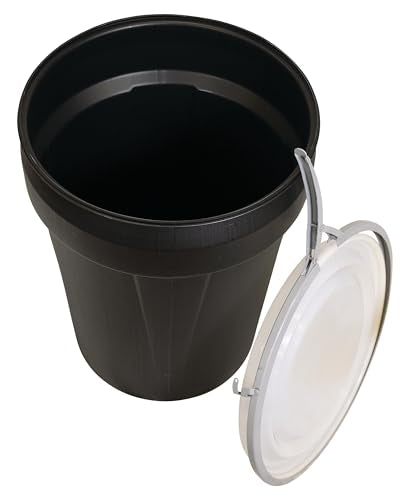 Eagle 30 Gallon Plastic Drum with Lid, Metal Lever-Lock, 28.5"x21.1", Open Head Lab Pack Drum Made of Durable, Lightweight HDPE, Withstands Weather and Chemicals, Made in USA, Black, 1601MBLK - color: Black, size: 30 Gallon, style: Metal Lever-Lock