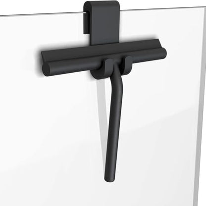 All-Purpose Stainless Steel Shower Squeegee for Bathroom, Kitchen, Shower, Floor Cleaning with Adhesive Hook Sturdy Handle, Professional Cleaners, Window Cleaning for Window Squeegee (Black) - color: Black