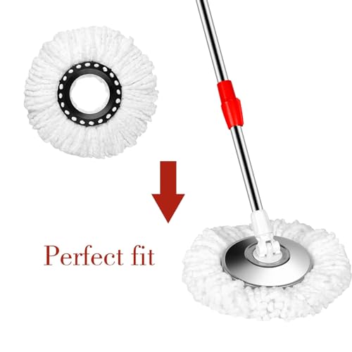 Spin Mop Replacement Head for 360 Spin Mop Bucket with Wringer Set Systems, Microfiber Spin Mop Refills，Easy Cleaning Round Shape Standard Size (4)