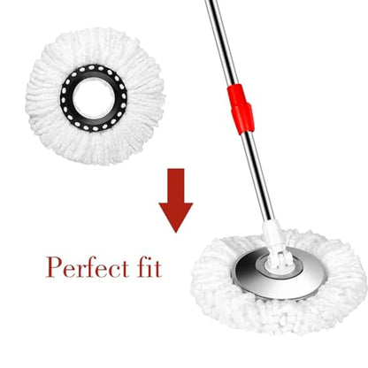 Spin Mop Replacement Head for 360 Spin Mop Bucket with Wringer Set Systems, Microfiber Spin Mop Refills，Easy Cleaning Round Shape Standard Size (4)