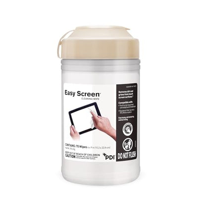 Easy Screen Cleaning Wipes, Canister – Streak-Free, Anti-Smudge Wipes for Electronics, TVs, Laptops, Tablets, Smartphones – 70 Large 6" x 9" Wipes Each, 12 Canisters per Case - size: 70 Count (Pack of 12)