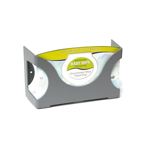 Gadjit Baby Wet Wipes Wall Dispenser | Mounts on Wall, Holds Up to 84 Count Pack | Keeps Wipes Within Easy Reach of Messes (Gray) - color: Gray