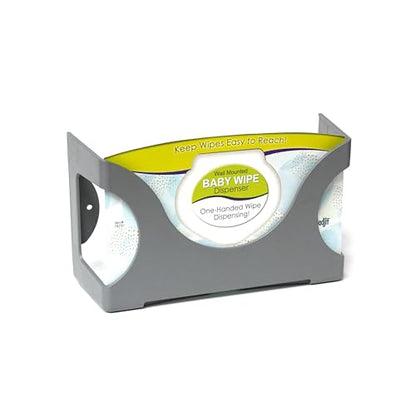 Gadjit Baby Wet Wipes Wall Dispenser | Mounts on Wall, Holds Up to 84 Count Pack | Keeps Wipes Within Easy Reach of Messes (Gray) - color: Gray