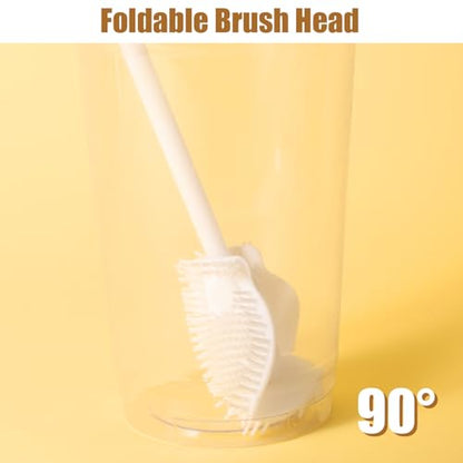 360° Silicone Bottle Brush, Soft Bristle Cup Cleaner Brush Long Handle Flexible Water Bottle Cleaning Brush for Lid Teapots Bowls Containers Narrow Area (White)