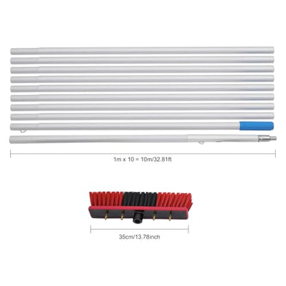 32.81 FT Solar Panel Cleaning Kit, Window Cleaning System, 20M Hose & BrushHead, Washing Equipment Window Cleaner Tool Water Fed Pole Kit for Roof Caravan Solar Panel - size: 10m/32.81ft