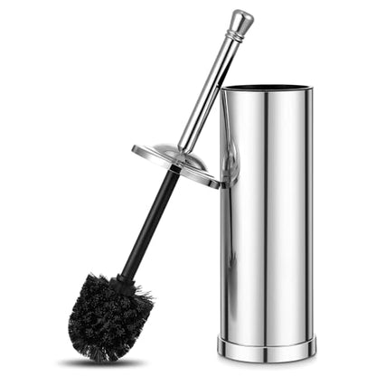 Chrome Toilet Brush and Holder,Toilet Bowl Brush with Long Handle for Bathroom,Toilet Cleaner Brush-Space,Saving,Covered Brush,Durable, Deep,Cleaning,Splash Resistant (Chrome) - color: Chrome