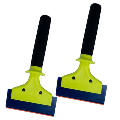 NEWISHTOOL 2 Pack Rubber Squeegee with Nylon Handle for Water Removal, Glass Cleaning, PPF Installing and Window Film Application (5-Inch Blade with Long Handle) - size: 5-Inch Blade with Long Handle