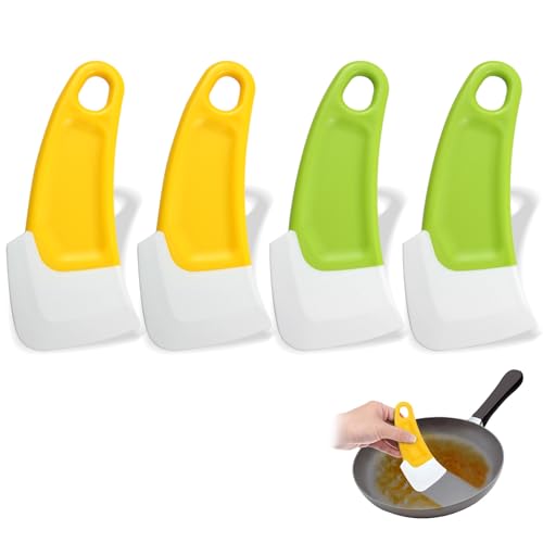 4-Pack Silicone Kitchen Scrapers – Multi-Purpose Cleaning Tools for Pots, Pans, Bowls & Non-Stick Cookware