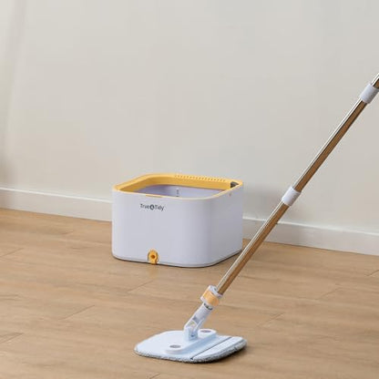 True & Tidy® TrueClean Mop and Bucket System Plus with New Easy Lift Inner Bucket, Self Wringing, Separates Clean from Dirty Water, Folding Mop Head, Dual Brush System, 4-pc Machine Washable Pads - size: Mop & Bucket w/ 4 Mop Pads