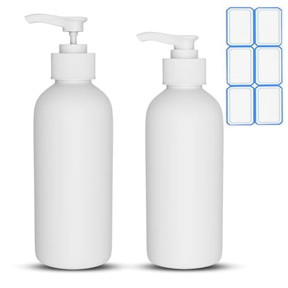 DTDNZKN 2 Pack 10 Oz (300ml) Pump Bottles Dispenser | Refillable Container with Labels for Liquid Soap, Essential Oil, Shampoo, Lotion